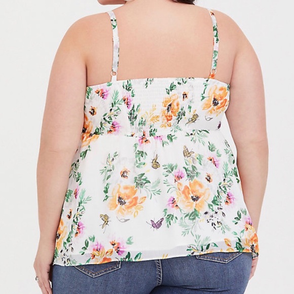 CLEARANCE Torrid Ivory Chiffon Floral Cami Top - Picture 4 of 6